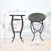 Vipush Outdoor Side Table Mosaic Accent Table End Table Plant Stand For Patio Garden Backyard Balcony Porch 14 Round Mosaic Ta