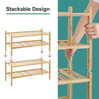 Viewcare 4Tier Bamboo Shoe Rack For Entryway Stackable Foldable Natural Shoe Organizer For Hallway Closet Free Standing