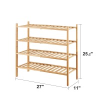 Viewcare 4Tier Bamboo Shoe Rack For Entryway Stackable Foldable Natural Shoe Organizer For Hallway Closet Free Standing