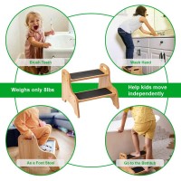 Strongtek Wooden 2 Step Stools For Kids, Toddler With Non-Slip Stepping Surface, Portable Stool With Handles For Bathroom Kitchen And Bedroom, 400 Lbs Capacity (Natural)