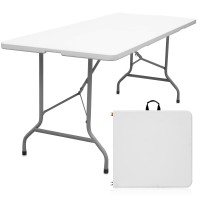 Byliable Folding Table 6Ft Portable Heavy Duty Plastic Foldinhalf Utility Foldable Table Plastic Dining Table Indoor Outdoor F