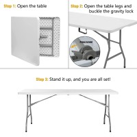 Byliable Folding Table 6Ft Portable Heavy Duty Plastic Foldinhalf Utility Foldable Table Plastic Dining Table Indoor Outdoor F