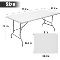 Byliable Folding Table 6Ft Portable Heavy Duty Plastic Foldinhalf Utility Foldable Table Plastic Dining Table Indoor Outdoor F