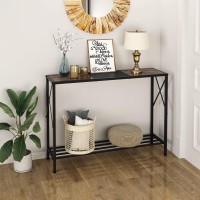 Tajsoon Console Table, 2-Tier Industrial Entryway Table, 41.8??Narrow Sofa Table with Shelves, Entrance Table for Entryway, Hallway, Living Room, Foyer, Corridor, Office, Rustic Brown and Black