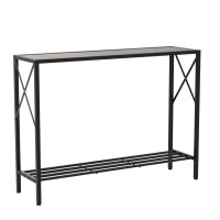 Tajsoon Console Table, 2-Tier Industrial Entryway Table, 41.8??Narrow Sofa Table with Shelves, Entrance Table for Entryway, Hallway, Living Room, Foyer, Corridor, Office, Rustic Brown and Black