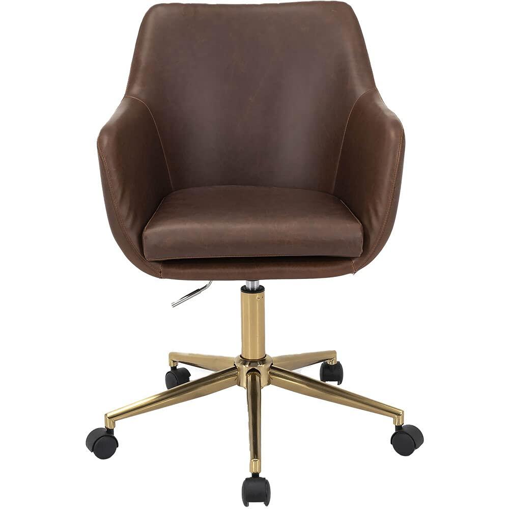 Hanover Chelsea Faux Leather Office, Desk, Or Task Chair With Wheels And Gas Lift, Hoc0015, 40000, Vintage Brown