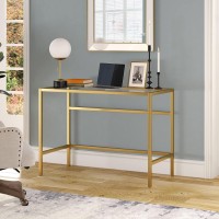 Hennhart 42 Wide Rectangular Writing Desk In Brass Laptop Desk Computer Desk Home Office