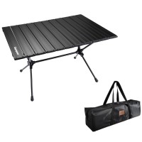 Campingmoon Roll Up Camping Table Lightweight Foldable Aluminum With Carrying Bag