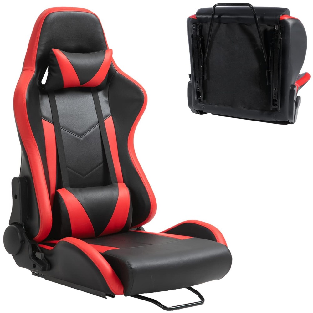 Marada Racing Seat With Double Lock Slip For Racing Wheel Stand Adjustable Cloth Red With Installed Parts