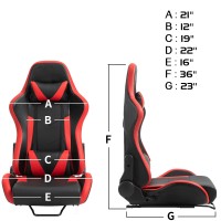 Marada Racing Seat With Double Lock Slip For Racing Wheel Stand Adjustable Cloth Red With Installed Parts