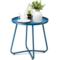 Danpinera Outdoor Side Tables Weather Resistant Steel Patio Side Table Small Round Outdoor End Table Metal Side Table For Pati