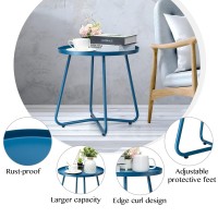 Danpinera Outdoor Side Tables Weather Resistant Steel Patio Side Table Small Round Outdoor End Table Metal Side Table For Pati