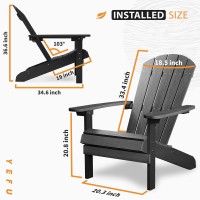 Adirondack Chairs Set Of 2 Plastic Weather Resistant  Outdoor Chairs 5 Steps Easy Installation  Like Real Wood  Widely Used In Outdoor  Patio  Fire Pit  Deck  Outside  Garden  Campfire Chairs (Black)