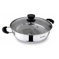 Tayama Stainless Steel Hot Pot With Divider, Silver, 11 Inch