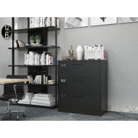 Bynsoe Lateral File Cabinet With Lock,Metal Storage, 3 Drawer,Steel, For Legal/Letter A4 Size,Wide, For Office Home,Assembly Required