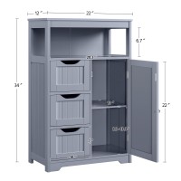 Yaheetech Bathroom Floor Cabinet Wooden Storage Organizer Multiple Tiers Storage Cabinet Gray