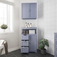 Yaheetech Bathroom Floor Cabinet Wooden Storage Organizer Multiple Tiers Storage Cabinet Gray