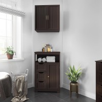 Yaheetech Wood Bathroom Floor Cabinet With 3 Drawers 1 Cupboard Free Standing Storage Organizer Hallway Entryway Cabinet For L