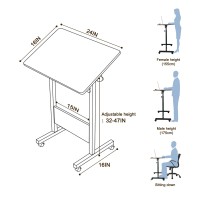 Koupa Adjustable Height Standing Desk, Writable Tempered Glass Desktop With Eraser, 360 Flip, Wheels - Ideal For Small Spaces And Home Offices, 24 In, White(Adjustable Height: 32-47 In)