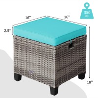 Tangkula 2 Pieces Patio Rattan Ottomans Outdoor Wicker Footstool Footrest Seat With Soft Cushions And Steel Frame Allweather