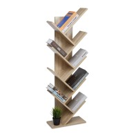 Mondeer 9-Tier Floor Standing Tree Bookcase, Bookshelf Wooden For Books Magazine Cds In Living Room Home Office Modern Oak