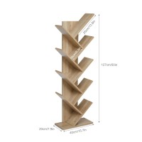 Mondeer 9-Tier Floor Standing Tree Bookcase, Bookshelf Wooden For Books Magazine Cds In Living Room Home Office Modern Oak