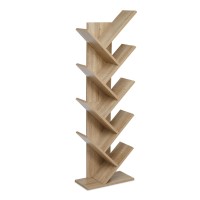 Mondeer 9-Tier Floor Standing Tree Bookcase, Bookshelf Wooden For Books Magazine Cds In Living Room Home Office Modern Oak