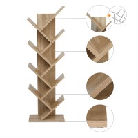 Mondeer 9-Tier Floor Standing Tree Bookcase, Bookshelf Wooden For Books Magazine Cds In Living Room Home Office Modern Oak