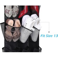 Misslo 30 Large Pockets Dual Sided Hanging Shoe Rack For Closet Organizer With Rotating Hanger Hanging Shoe Shelves Black