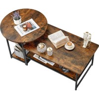 Wohomo Coffee Table Mid Century Modern Coffee Table For Living Room Rustic Farmhouse Center Table 2 In 1Detachable Table Set R