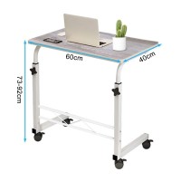 Longdafei Laptop Table Desk Adjustable Height Sofa Bed Side Rolling Desk, Mobile Laptop Cart Portable Tray Table For Home Office, Desktop 23.62 X 15.74 Inch Computer Workstation Table With Wheels