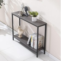 Majaro Modern Industrial Sofa Console Table For Living Room, Office (Dark Grey, Double Layer)