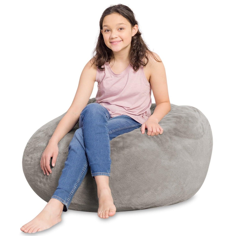 Posh Creations Bean Bag Chair For Kids Teens And Adults Includes Removable And Machine Washable Cover Soft Faux Rabbit Fur