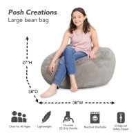 Posh Creations Bean Bag Chair For Kids Teens And Adults Includes Removable And Machine Washable Cover Soft Faux Rabbit Fur