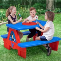 Disney Mickey Mouse 4 Seat Activity Picnic Table With Umbrella And Lego Compatible Tabletop By Delta Children