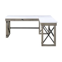 Acme Talmar Writing Desk With Lift Top In Marble Top & Rustic Oak Finish