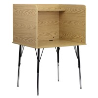 Stand-Alone Study Carrel With Top Shelf - Height Adjustable Legs And Wire Management Grommet - Oak Finish