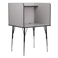 Stand-Alone Study Carrel with Top Shelf - Height Adjustable Legs and Wire Management Grommet - Nebula Grey Finish