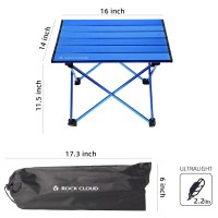 Rock Cloud Portable Camping Table Ultralight Aluminum Folding Beach Table Camp For Camping Hiking Backpacking Outdoor Picnic, Blue Small