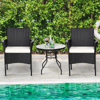 Tangkula 4 Pieces Patio Wicker Chair, Outdoor Pe Rattan Armchairs With Removable Cushions, Patio Dining Resin Wicker Chairs For Garden, Poolside, Lawn, Porch And Backyard (Black)