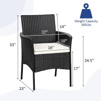 Tangkula 4 Pieces Patio Wicker Chair, Outdoor Pe Rattan Armchairs With Removable Cushions, Patio Dining Resin Wicker Chairs For Garden, Poolside, Lawn, Porch And Backyard (Black)