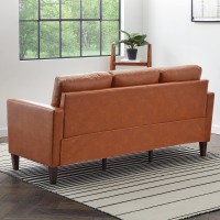 Edenbrook Archer Upholstered Couch - Couches for Living Room - Camel Faux Leather Couch - Living Room Furniture - Small Couch - Seats Three - Straight Arm Modern Couch, Sofa