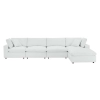 Commix Down Filled Overstuffed Vegan Leather 5Piece Sectional Sofa