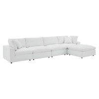 Commix Down Filled Overstuffed Vegan Leather 5Piece Sectional Sofa