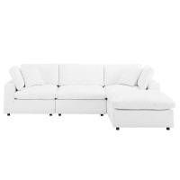 Commix Down Filled Overstuffed Vegan Leather 4Piece Sectional Sofa