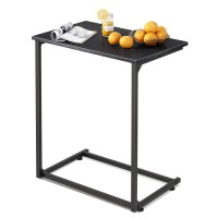 Wlive Side Table, C Shaped Wide End Table For Couch Sofa And Bed, Laptop Table, Tv Tray, 26 Inch Tall, Black
