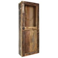 Benjara Wall Cabinet With Reclaimed Wood Frame And Glass Insert, Brown