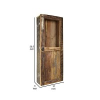 Benjara Wall Cabinet With Reclaimed Wood Frame And Glass Insert, Brown