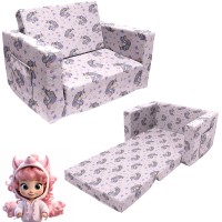 Truwelby Kids Sofa, Children'S 2 In 1 Convertible Relaxing Sofa To Lounger - Extra Soft Flip Open Chair & Sleeper, Cute Dinosaur Print Toddler Chairs Kids Couch For Kids Girls Boys, Polyester