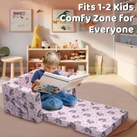 Truwelby Kids Sofa, Children'S 2 In 1 Convertible Relaxing Sofa To Lounger - Extra Soft Flip Open Chair & Sleeper, Cute Dinosaur Print Toddler Chairs Kids Couch For Kids Girls Boys, Polyester